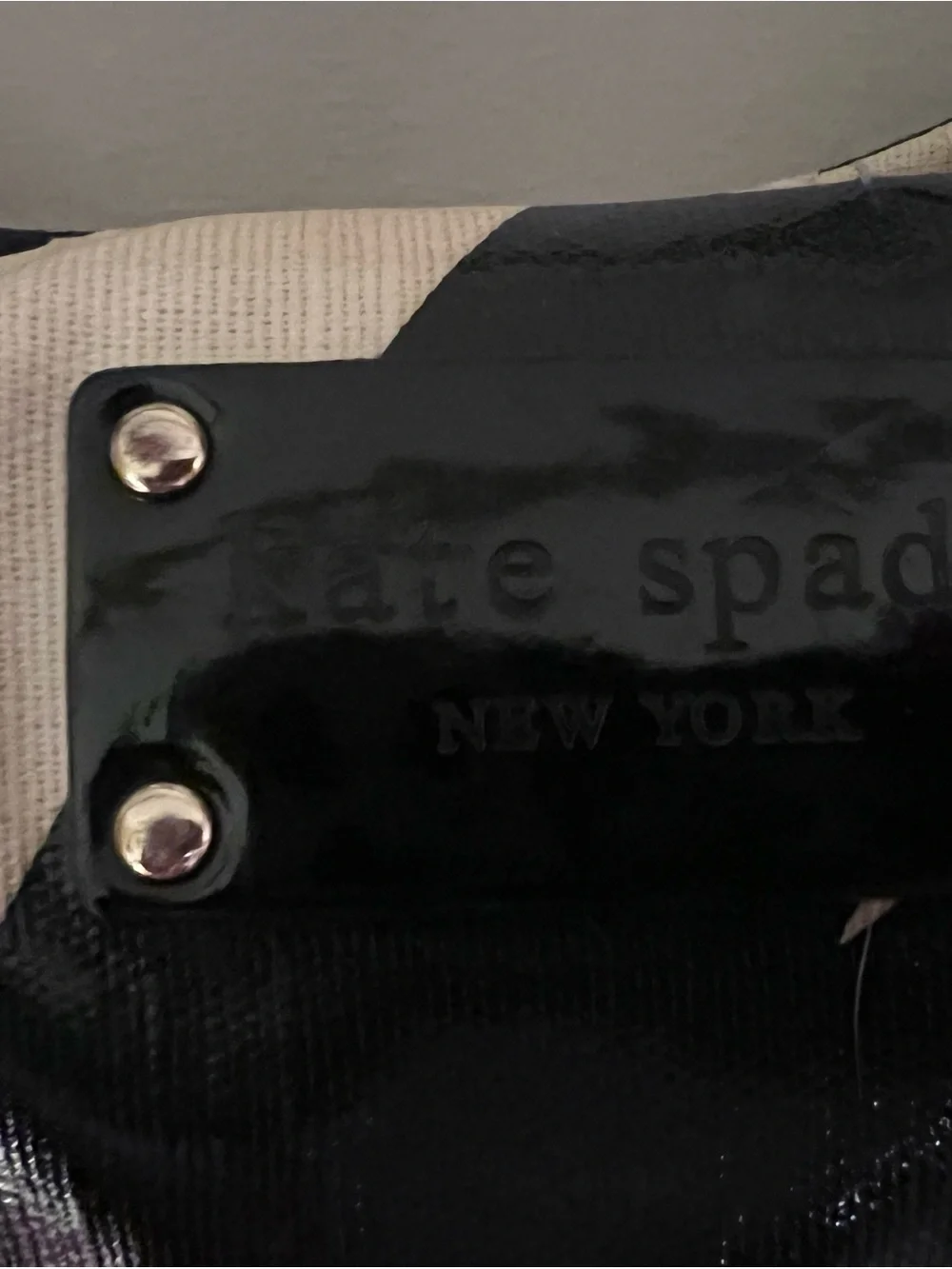 kate spade Black and Cream Striped Patent Tote baby bag